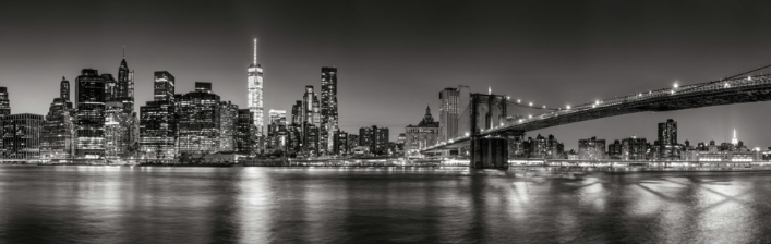 New York City Bridge Black and White - Red Dot
